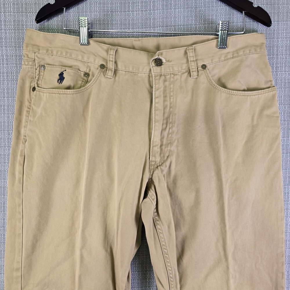 Polo Ralph Lauren 650 Straight Leg Pants Mens 36x34 Sand 5-Pocket Twill Classic - Picture 4 of 16